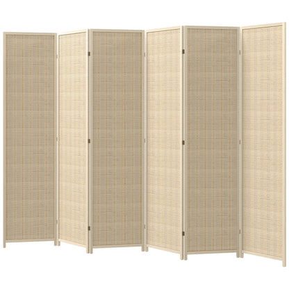 Woven Bamboo Room Divider, 6 Panel Folding Privacy Screen, Natural Wood Room Dividers Natural at Gallery Canada