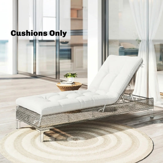Patio Lounge Chair Cushion, UV50+ With Straps, 78 x 25.6 inch, Cream White Patio Chair Cushions Cream at Gallery Canada