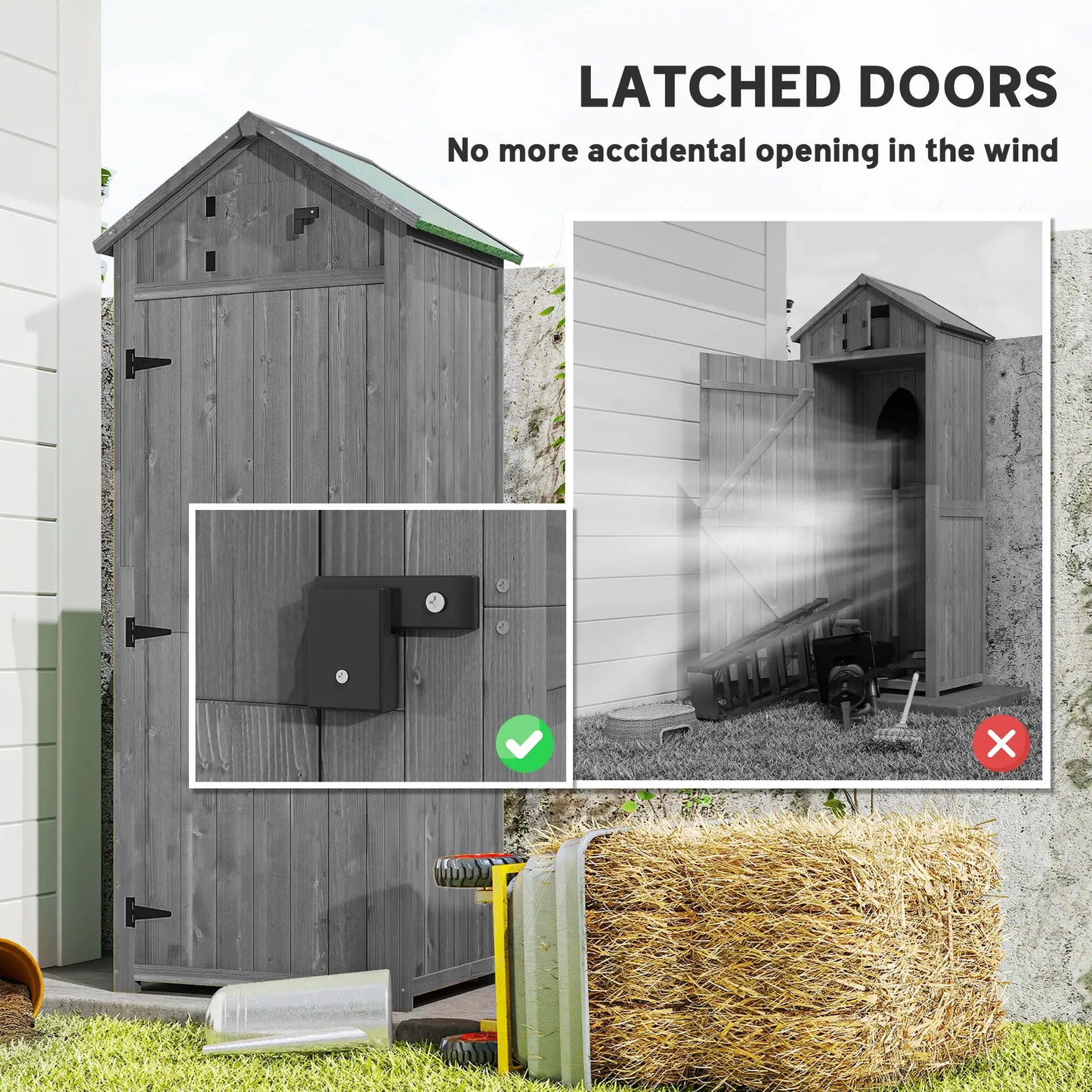 30" x 21" x 71" Garden Storage Shed, Water-Resistant, Grey Sheds at Gallery Canada