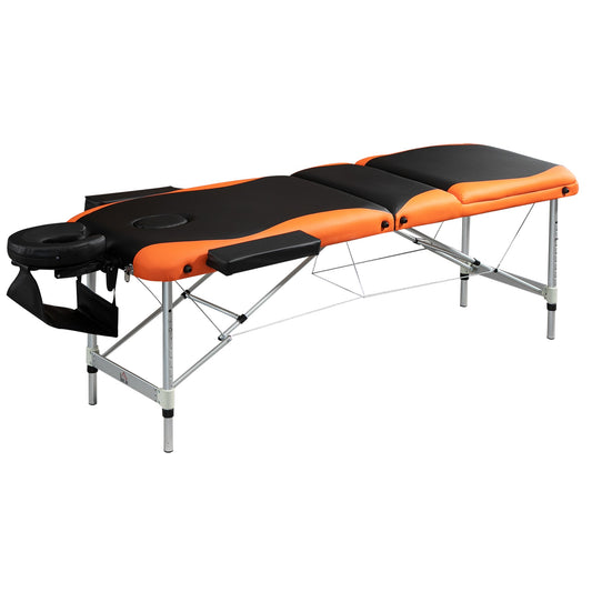 73" 3 Section Foldable Massage Table Professional Salon SPA Facial Couch Bed (Black/Orange) at Gallery Canada
