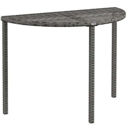 Half Round Side Table, PE Rattan Coffee Table, Metal Frame, Grey Patio Side Tables at Gallery Canada
