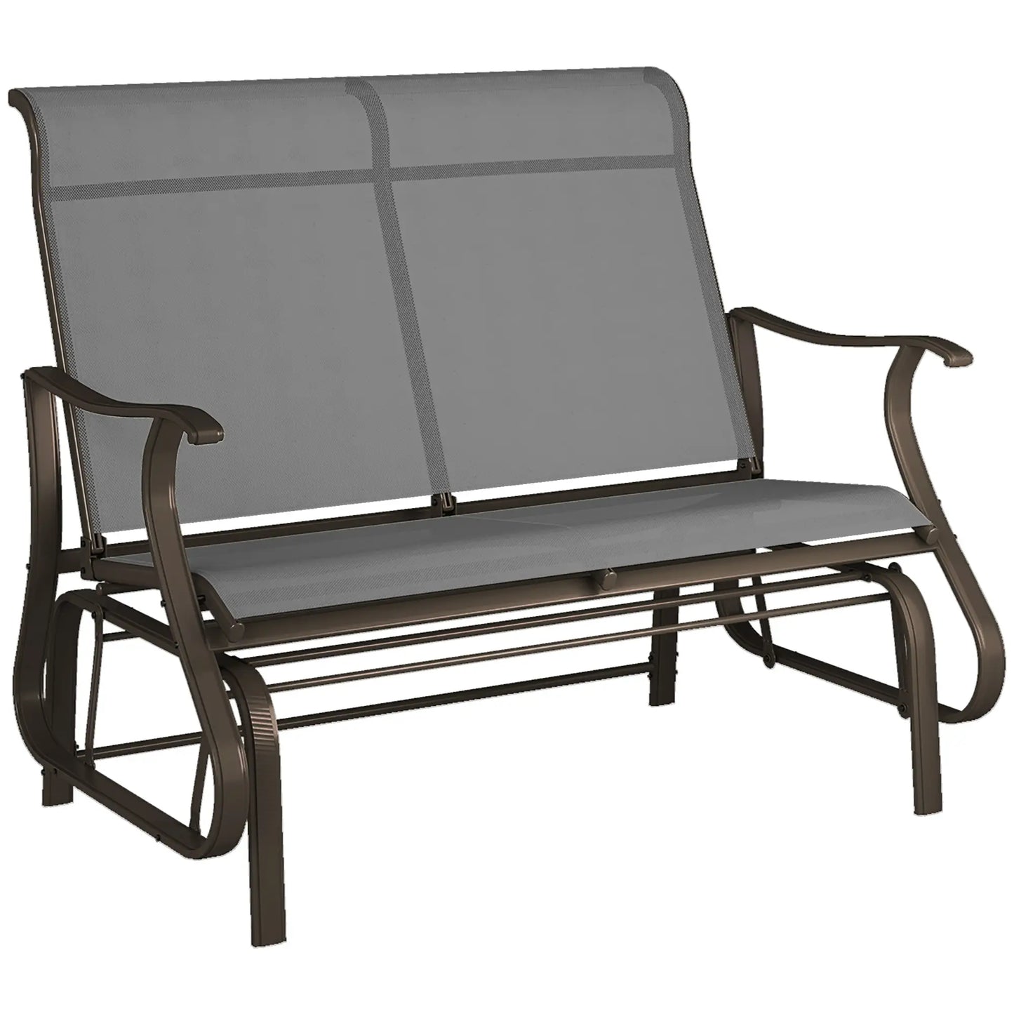 Garden Double Gliding Chair, Outdoor Patio Glider, Steel Frame, Light Grey Outdoor Gliders Light Grey at Gallery Canada