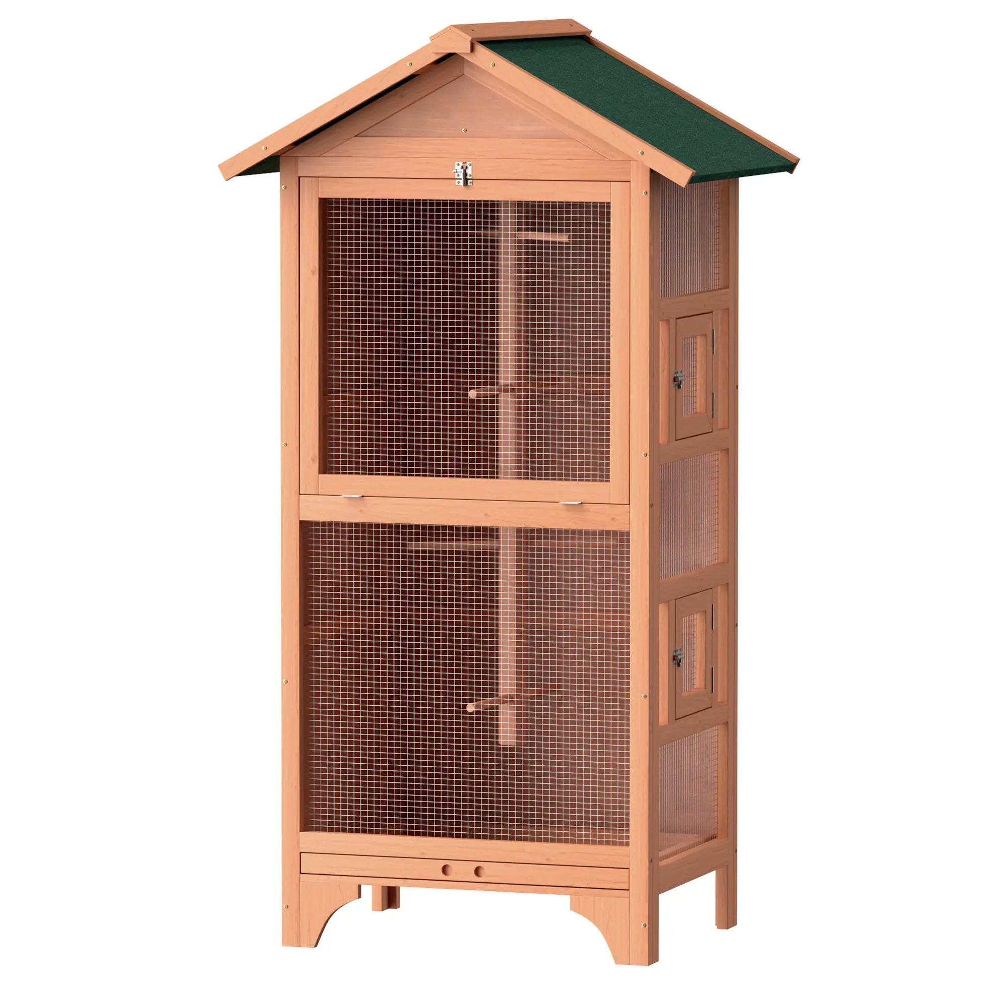 Wooden Bird Aviary Parrot Cage, Removable Tray, 2 Doors, Asphalt Roof, 4 Perches, Orange Bird Cages at Gallery Canada