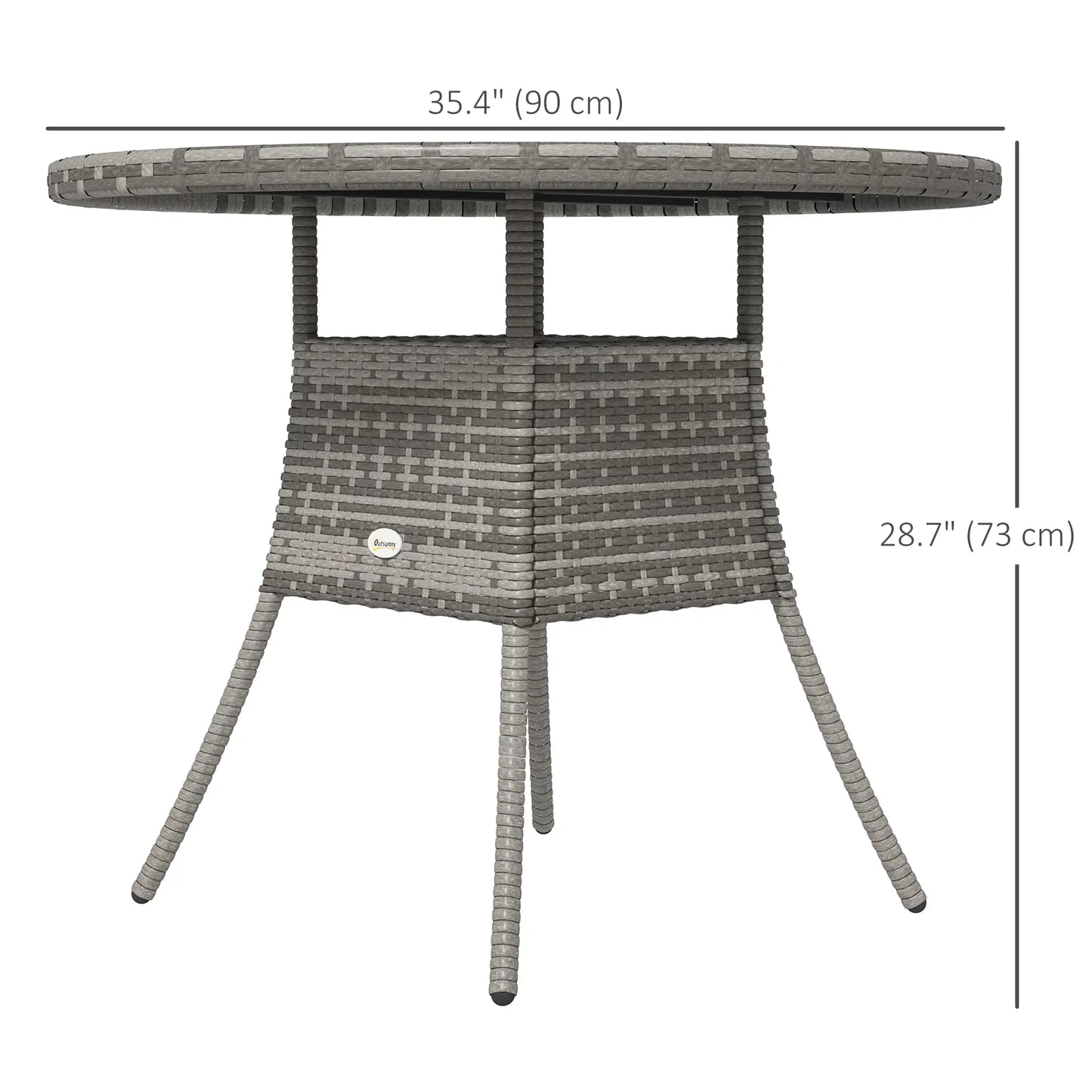 35.4" Outdoor Wicker Dining Table, PE Rattan Patio Furniture, Grey Patio Dining Tables at Gallery Canada