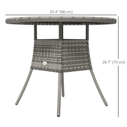 35.4" Outdoor Wicker Dining Table, PE Rattan Patio Furniture, Grey Patio Dining Tables at Gallery Canada