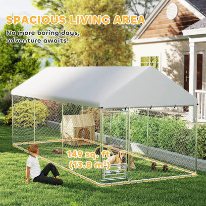 Outdoor Dog Run, Adjustable Bowls, Waterproof Cover, 19.7' x 7.5' x 7.5' Houses, Kennels & Pens at Gallery Canada