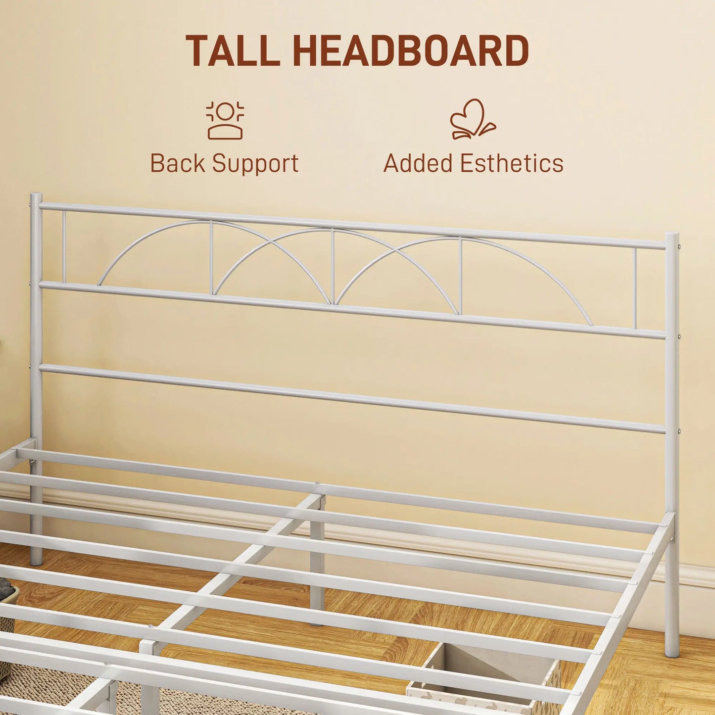 Metal Queen Platform Bed Frame with Headboard, Steel Slat Support, Underbed Storage, No Box Spring Needed, Easy Assembly Bed Frames at Gallery Canada