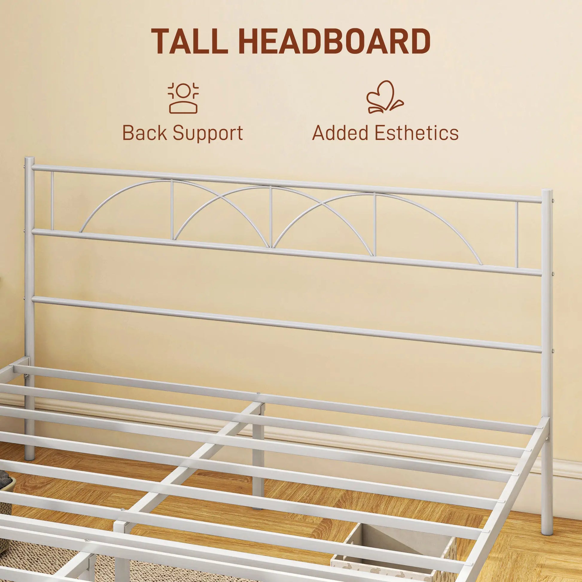 Metal Queen Platform Bed Frame with Headboard, Steel Slat Support, Underbed Storage, No Box Spring Needed, Easy Assembly Bed Frames at Gallery Canada