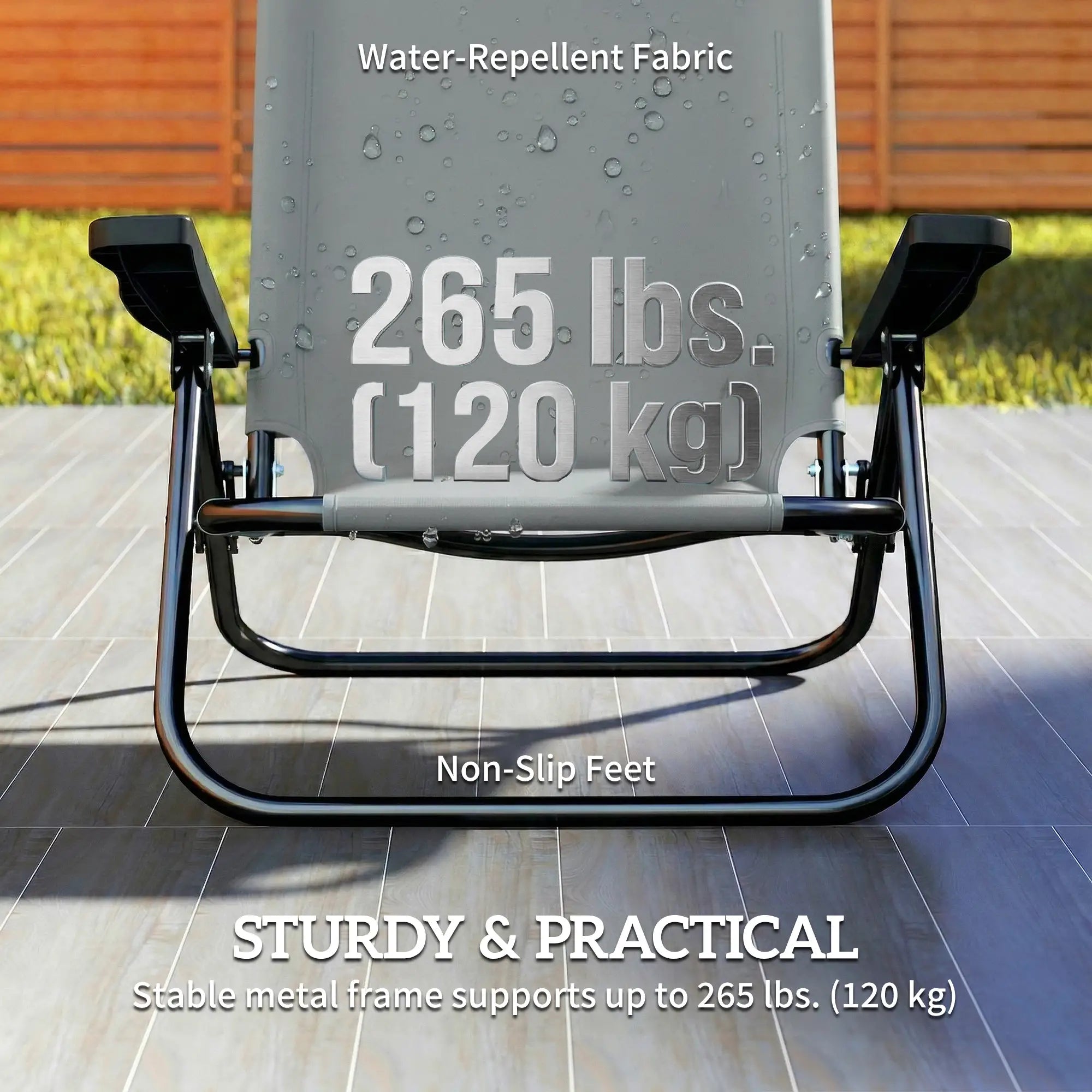 2 Beach Chair, 5-Position Adjustable, Folding Camping Chair, Light Grey Beach Accessories at Gallery Canada