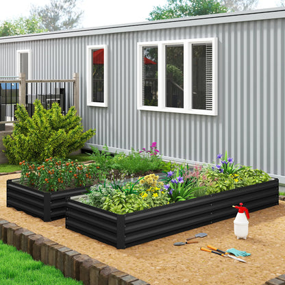 Galvanized Raised Garden Bed, 95" x 36" x 12", Metal Elevated Planter Box, Black Galvanized Planter Boxes at Gallery Canada
