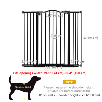 Extra Tall Dog Gate with Door, 29"-39", Black Pet Gates at Gallery Canada