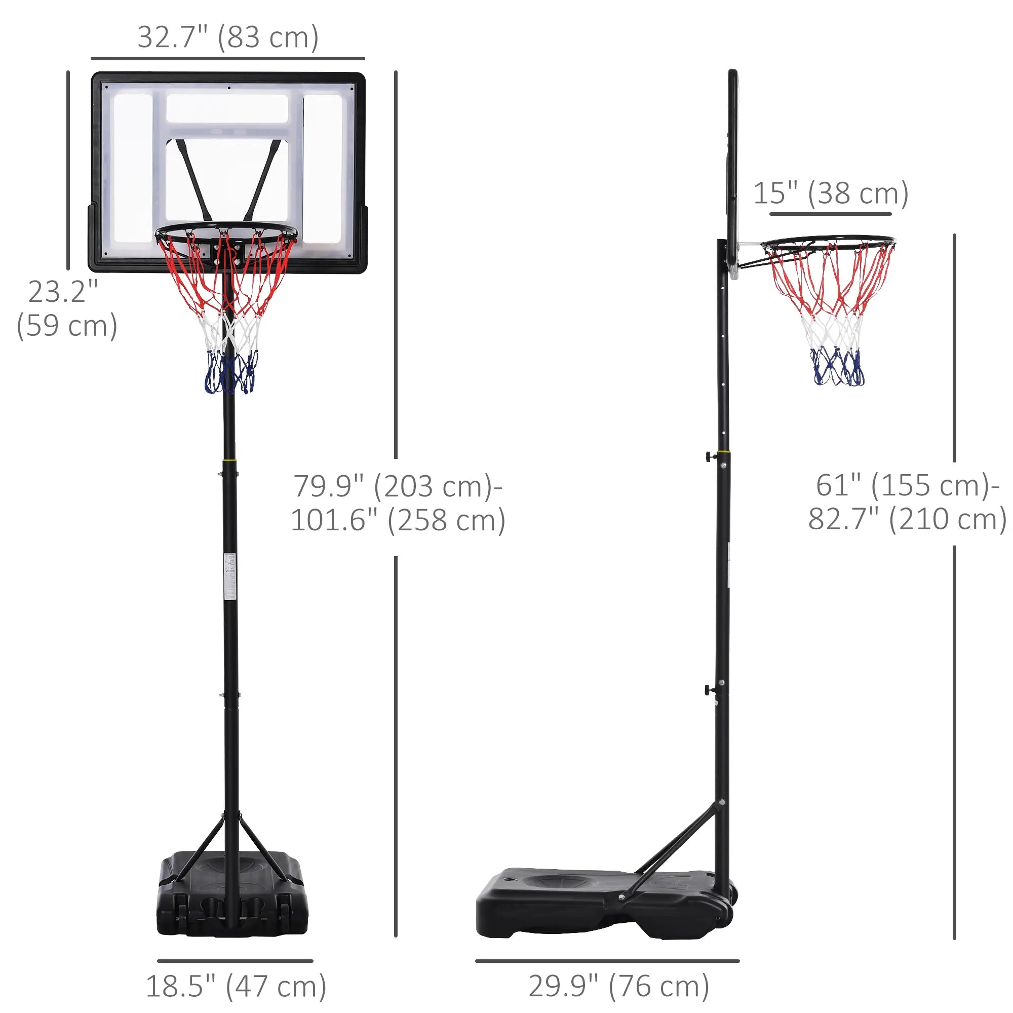 5-7FT Basketball Hoop, Height Adjustable with Wheels for Youth Outdoor Basketball at Gallery Canada