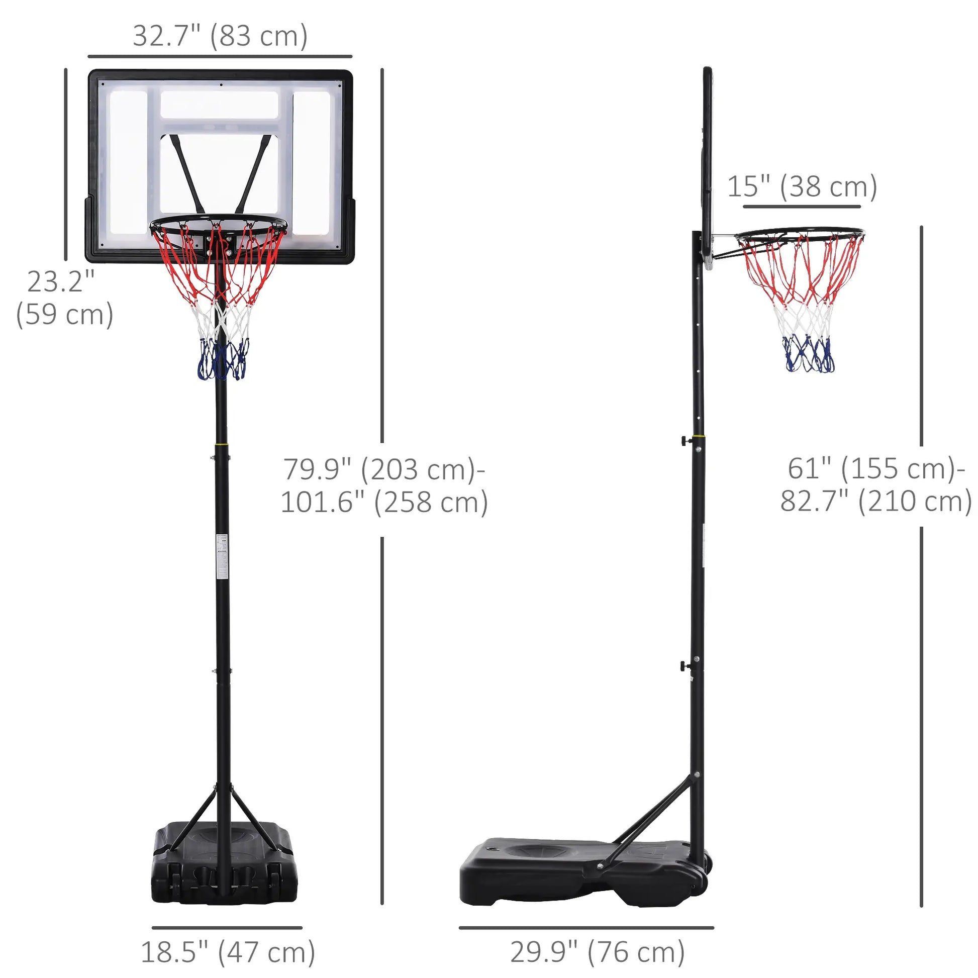 5-7FT Basketball Hoop, Height Adjustable with Wheels for Youth Outdoor Basketball at Gallery Canada