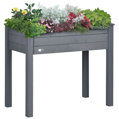 34"x18"x30" Wooden Raised Garden Bed, Elevated Planter Box with Legs, Dark Grey Raised Garden Beds at Gallery Canada