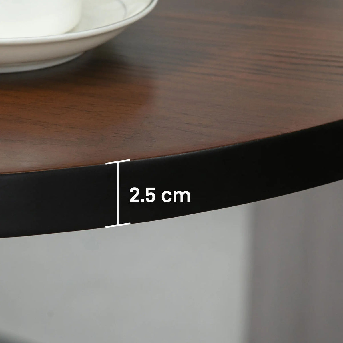 Round Bar Table 42 Inch, Industrial Bistro Table, Metal Base, Elm Wood Top Bar Tables & Dining Tables at Gallery Canada
