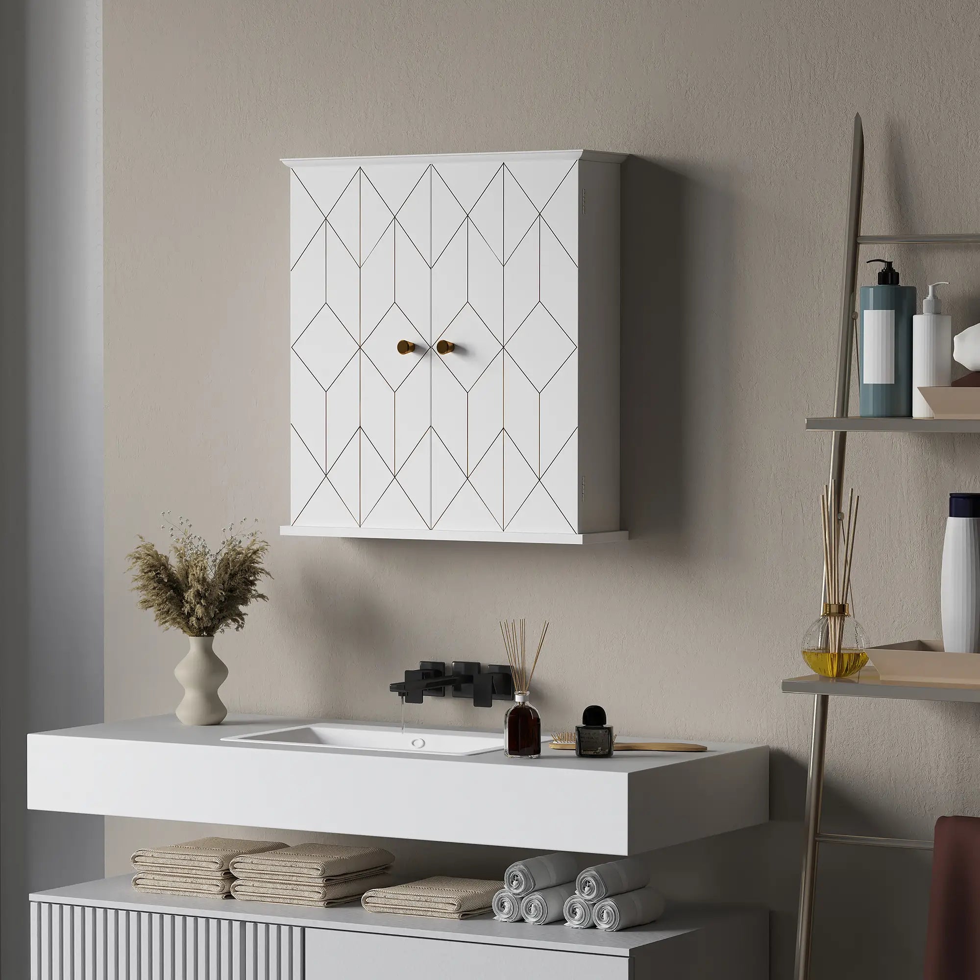 Bathroom Wall Cabinet, Medicine Storage, 2 Doors, Adjustable Shelf, White Bathroom Cabinets at Gallery Canada