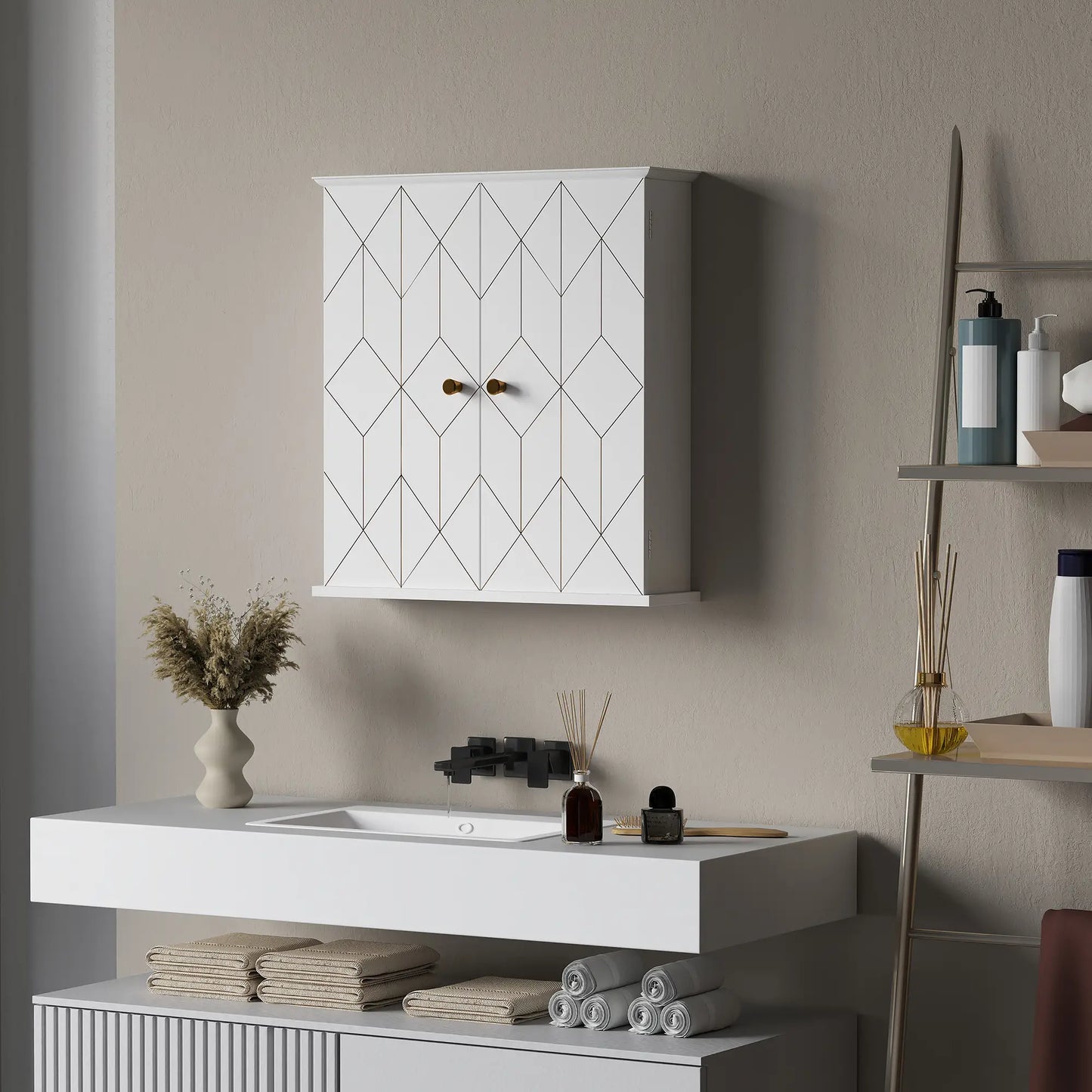 Bathroom Wall Cabinet, Medicine Storage, 2 Doors, Adjustable Shelf, White Bathroom Cabinets at Gallery Canada