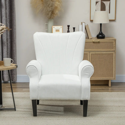 Modern Fabric Armchair, Wood Legs, 32in, Cream White Accent Chairs at Gallery Canada
