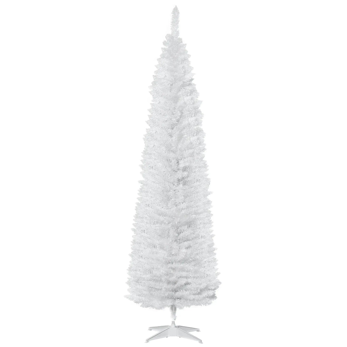 7' Slim Artificial Christmas Tree, Realistic Branches, Sturdy Metal Stand, White Pencil Christmas Trees White at Gallery Canada