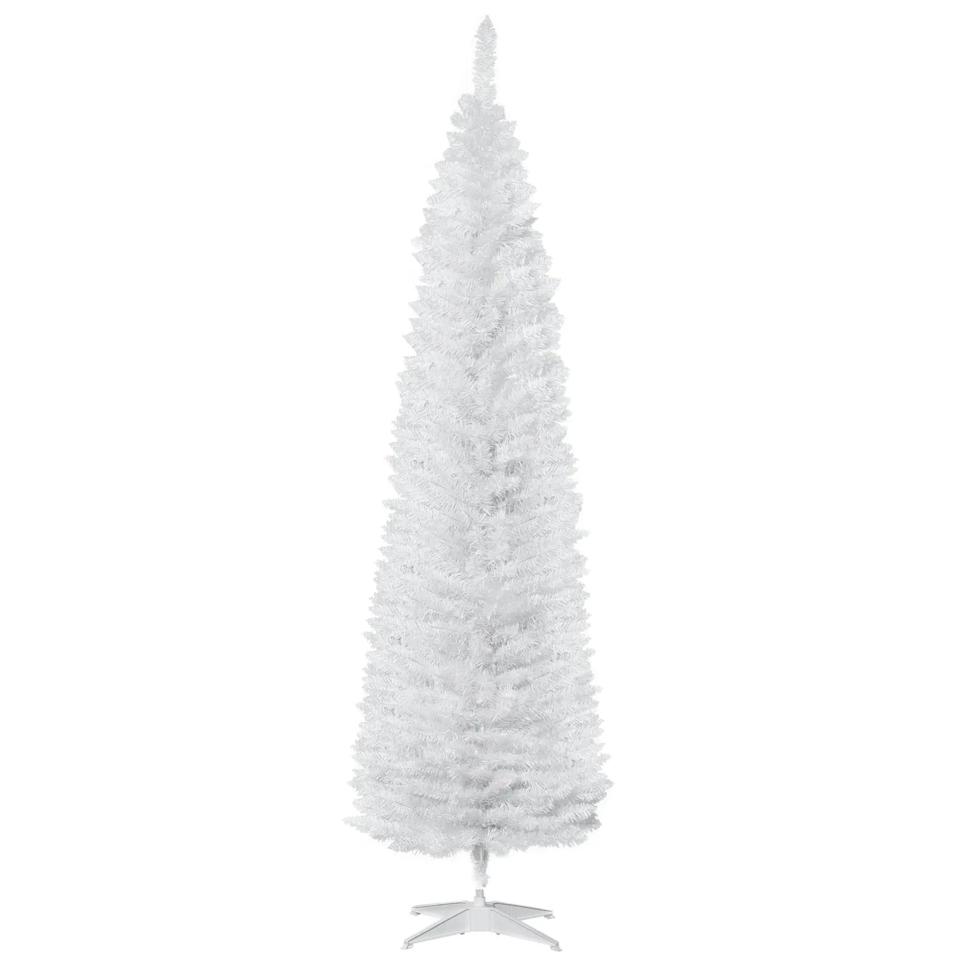 7' Slim Artificial Christmas Tree, Realistic Branches, Sturdy Metal Stand, White Pencil Christmas Trees White at Gallery Canada