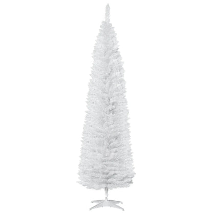 7' Slim Artificial Christmas Tree, Realistic Branches, Sturdy Metal Stand, White Pencil Christmas Trees White at Gallery Canada