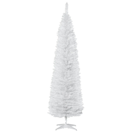 7' Slim Artificial Christmas Tree, Realistic Branches, Sturdy Metal Stand, White Pencil Christmas Trees White at Gallery Canada