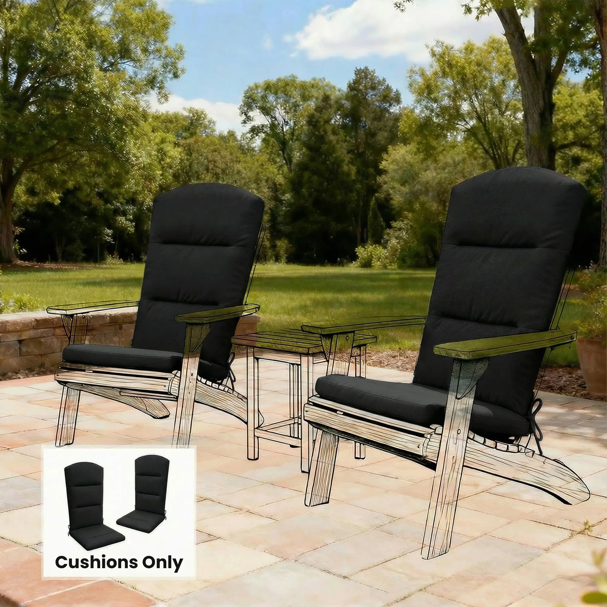 Patio Chair Cushion For Adirondack Chairs, Black Patio Chair Cushions at Gallery Canada