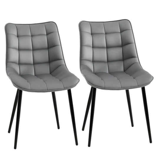 Upholstered Dining Chair Set of 2, Velvet-Touch, Metal Legs, Grey Bar Stools Grey at Gallery Canada
