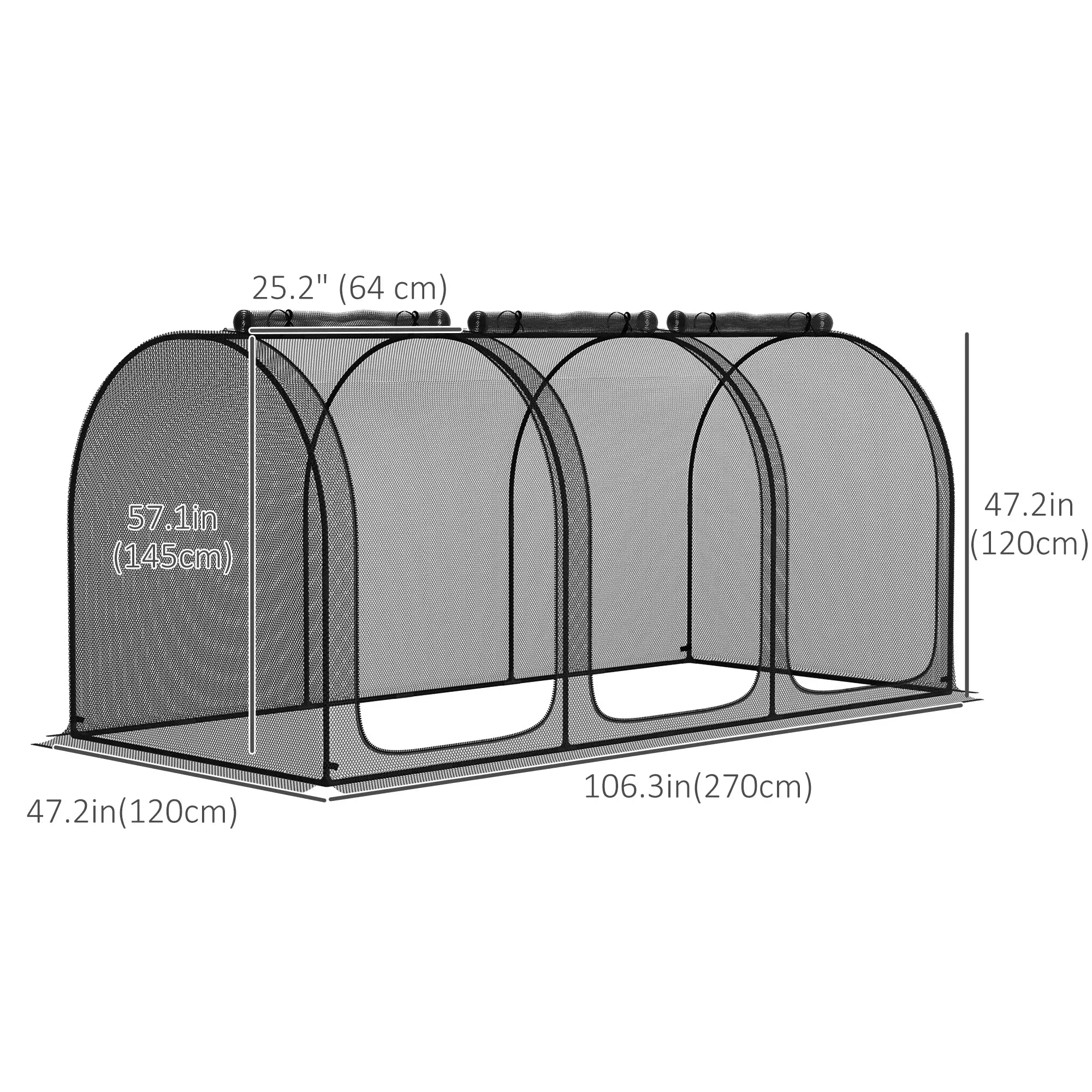 9' x 4' Crop Cage, Garden Plant Protector, 3 Zippered Doors, 4 Stakes, Black Mini Greenhouses at Gallery Canada