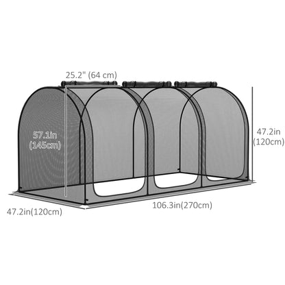 9' x 4' Crop Cage, Garden Plant Protector, 3 Zippered Doors, 4 Stakes, Black Mini Greenhouses at Gallery Canada