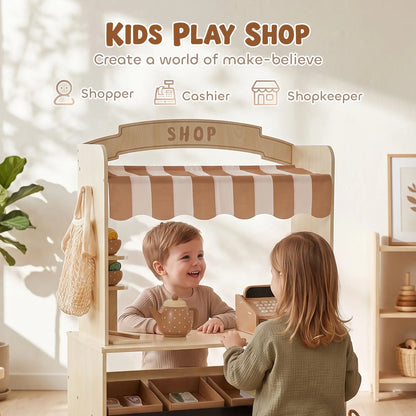 Ensemble de jeu d'épicerie en bois, 61 accessoires, nourriture jouet, caisse enregistreuse