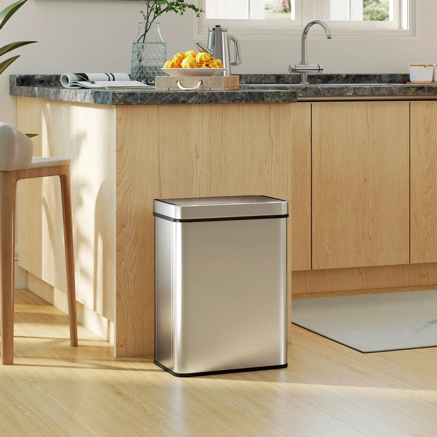 13.2 Gallon Sensor Can, Automatic Garbage Can, Stainless Steel, Silver Household Supplies at Gallery Canada