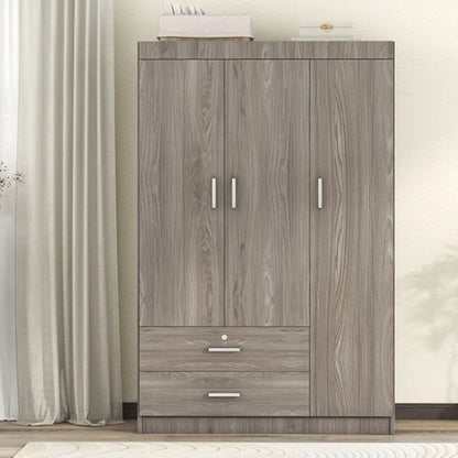 Modern Wardrobe, 2 Drawers, MDF, Hanging Rail, 41.5" L x 18.5" W x 68" H, Grey Clothing Storage at Gallery Canada