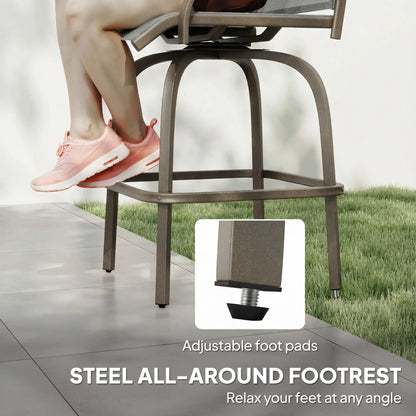 Outdoor Bar Stools Set of 2, Swivel High Back Chairs, Light Grey Bistro Sets at Gallery Canada
