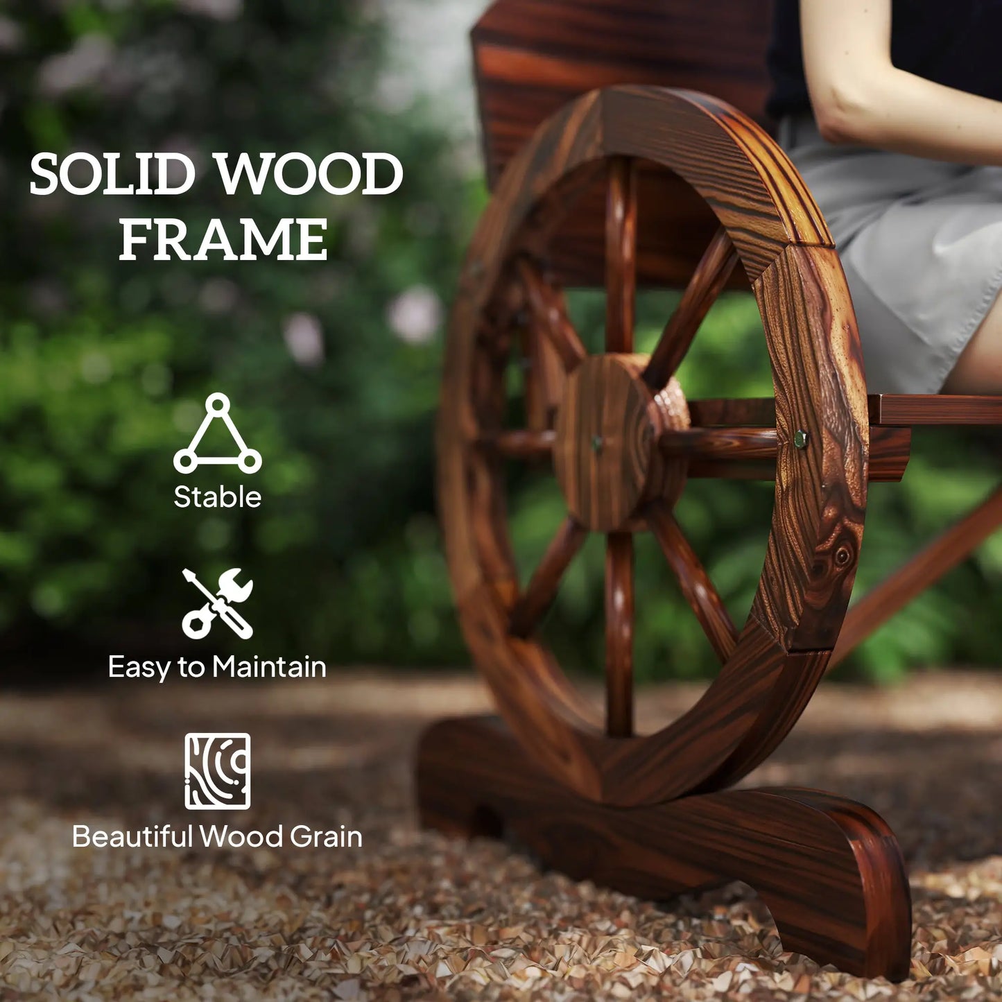 Wooden Outdoor Bench, Garden Patio Loveseat, 528LBS Capacity, Carbonized Outdoor Benches at Gallery Canada