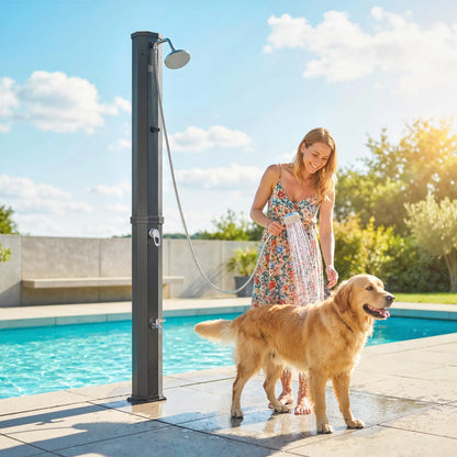 16 Gal Solar Heated Shower, 7.4 FT Outdoor Shower With 2 Heads Outdoor Swimming Pools & Hot Tubs at Gallery Canada