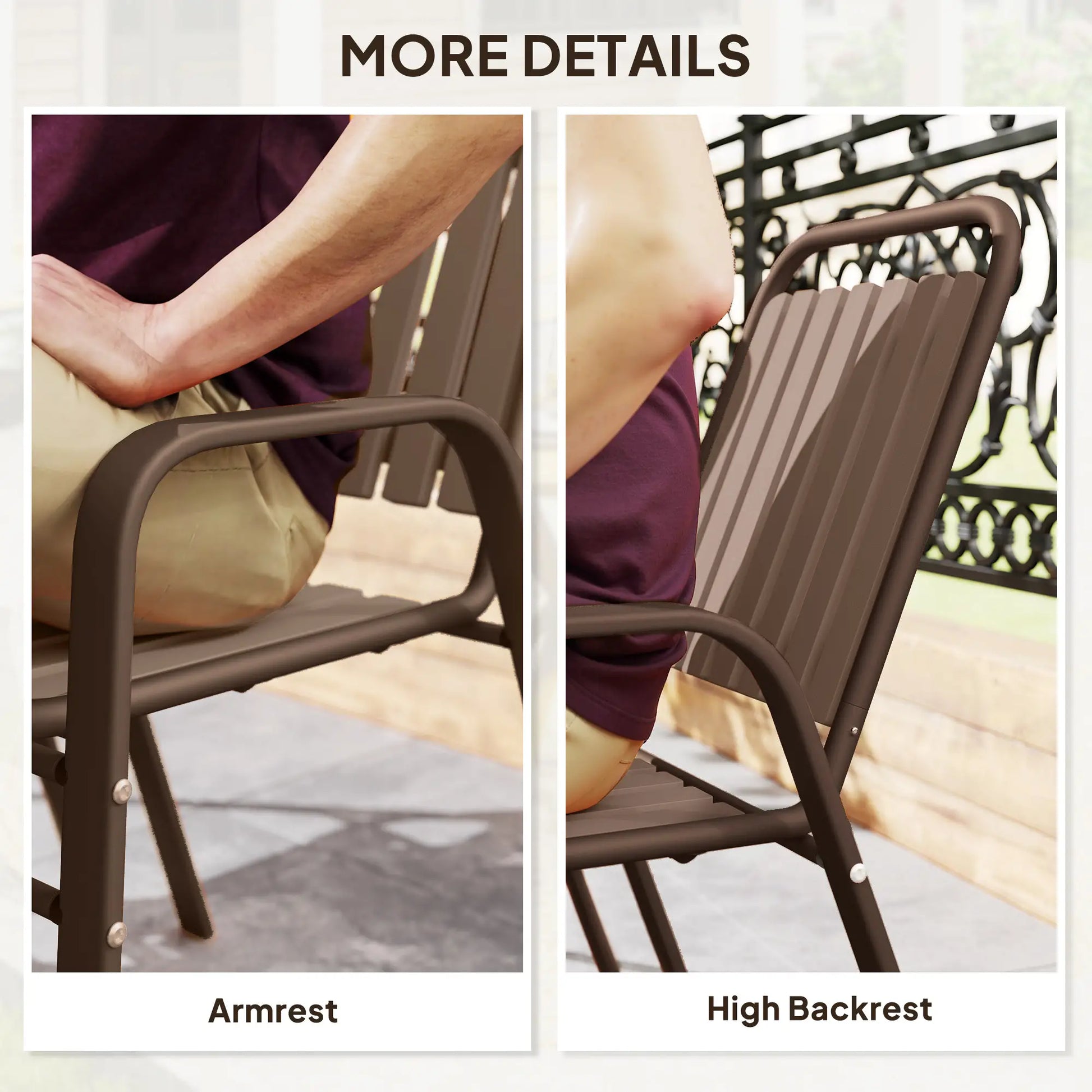 Stackable Outdoor Dining Chairs, Set of 4, Dark Brown Outdoor Dining Sets at Gallery Canada