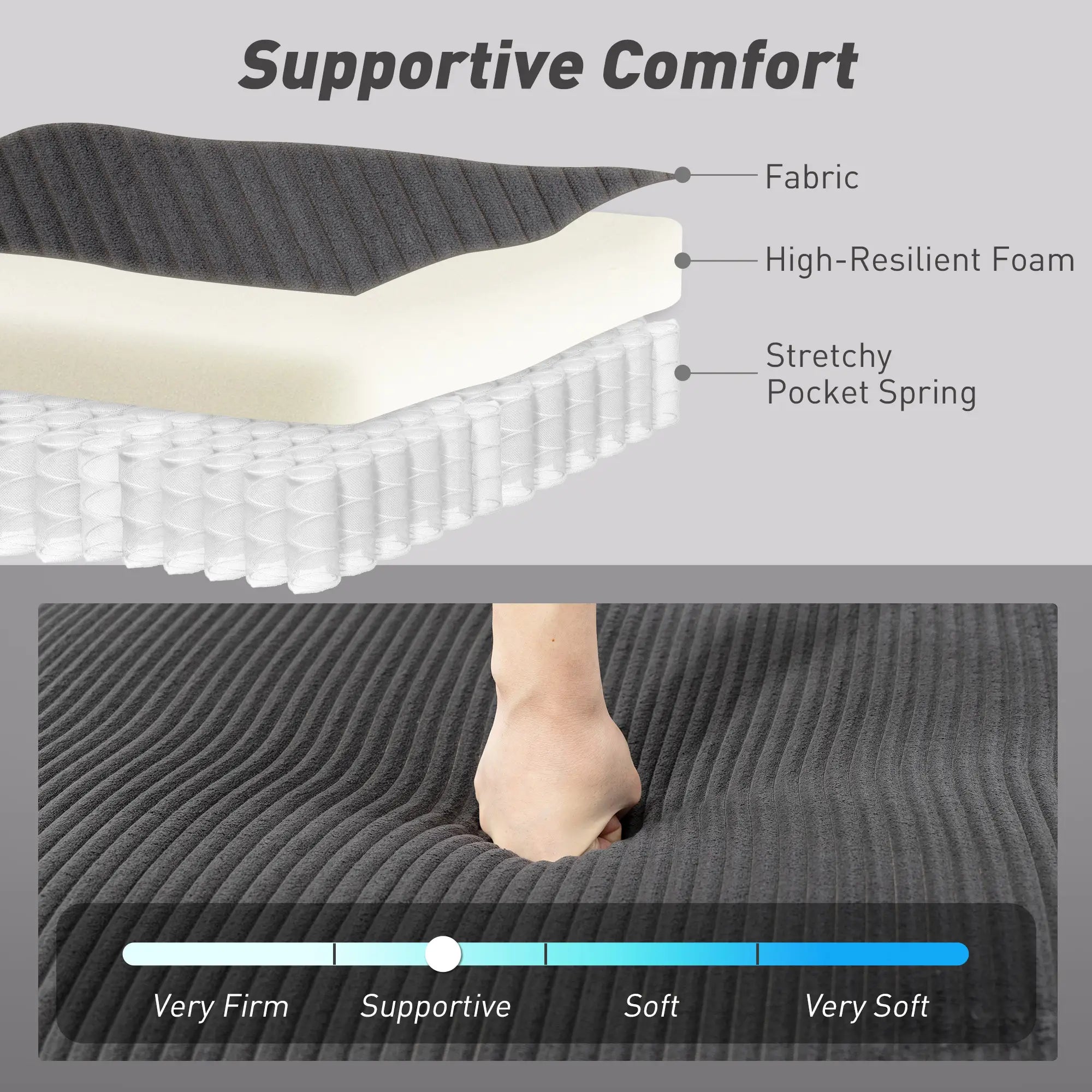 Convertible Sofa Bed, U-Shaped Sleeper Couch with Storage Chaise, Grey Sofas & Reclining Chairs at Gallery Canada