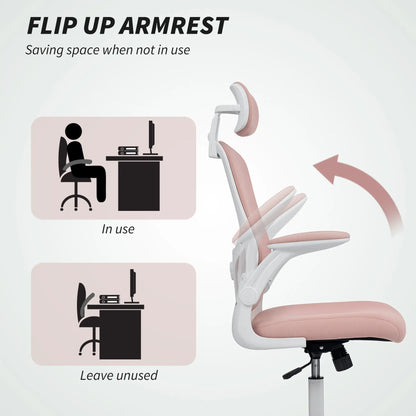 Ergonomic Office Chair, Mesh Desk Chair, Adjustable Headrest, Lumbar Support, Pink Task Chairs at Gallery Canada