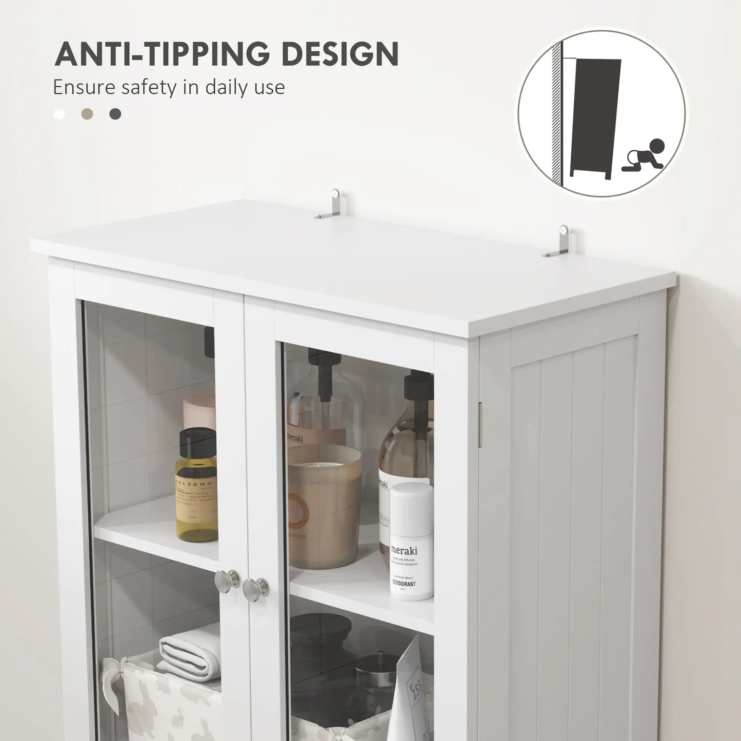 Tall Bathroom Storage Cabinet, Adjustable Shelves, White Bathroom Cabinets at Gallery Canada