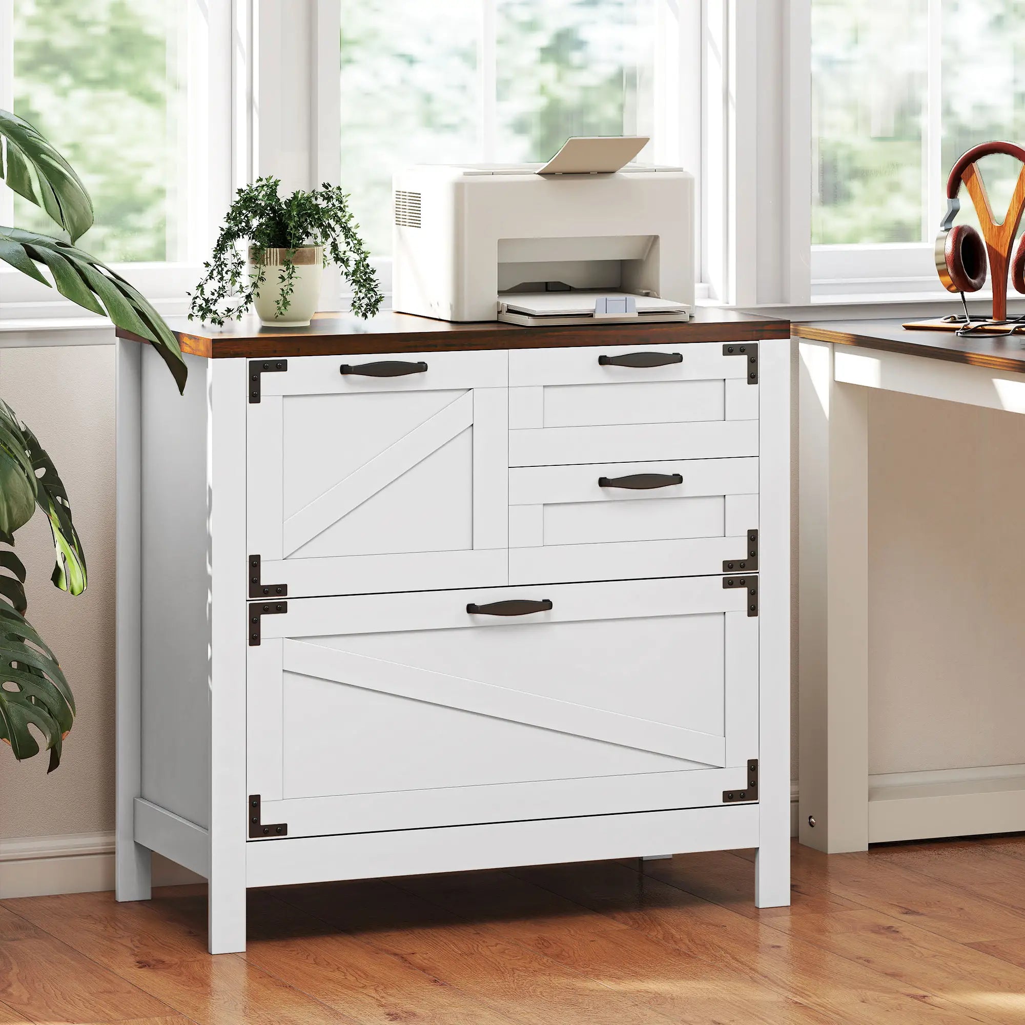 Lateral Filing Cabinet, 4 Drawers, Fits Letter/A4/Legal Files, White Office Cabinets & Cupboards at Gallery Canada