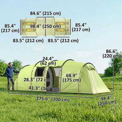 6 Person Camping Tent With Porch, 2 Bedroom Living Room, Light Green Camping Tents at Gallery Canada