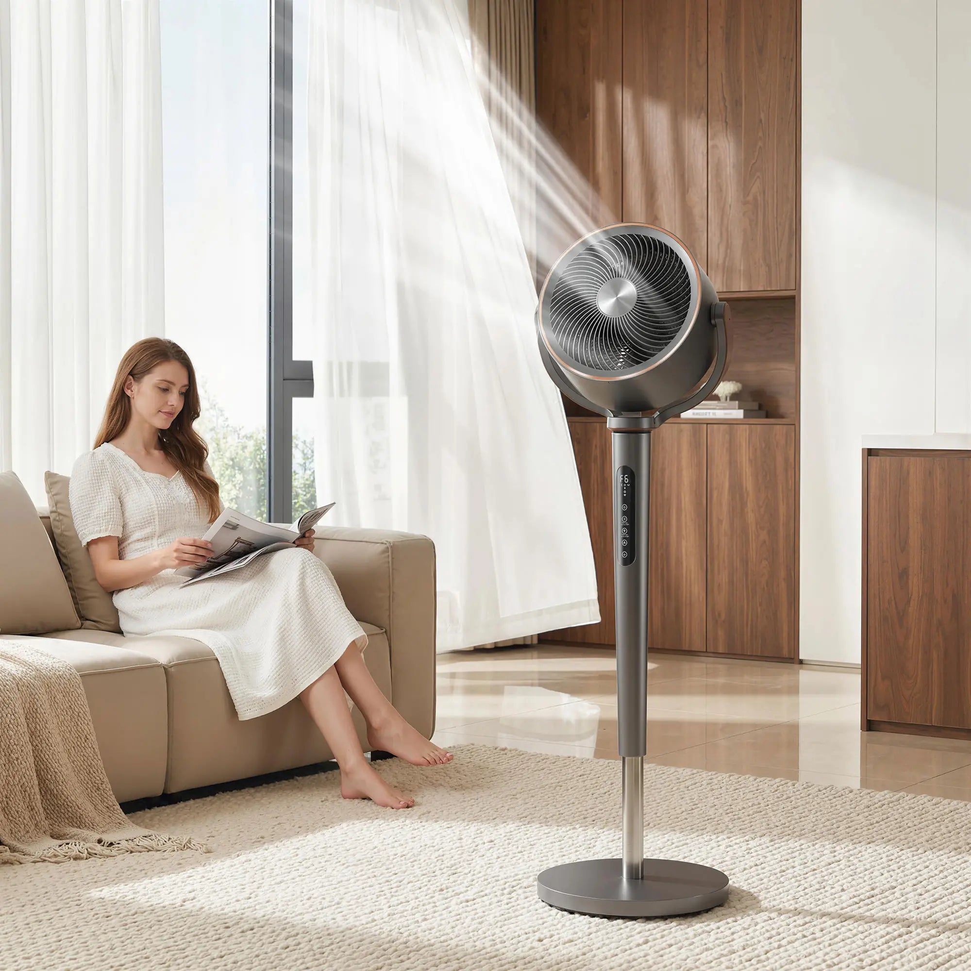 20dB Silent Standing Fan, Oscillating Fan with 12 Speeds, LED Light, WiFi &; Remote Control, 12H Timer Stand Fans at Gallery Canada