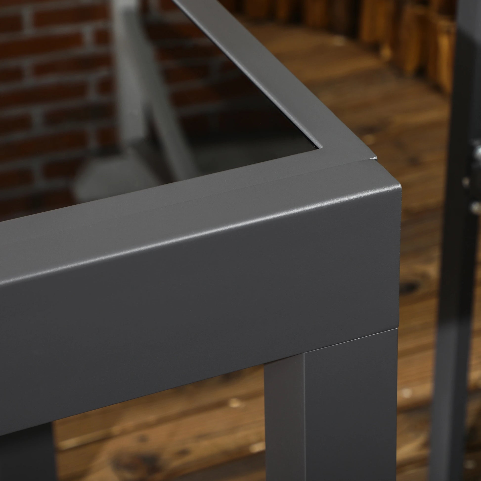 63" Extendable Outdoor Dining Table, Aluminum Frame, Tempered Glass, Black Patio Dinning Tables at Gallery Canada