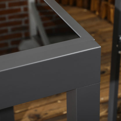 63" Extendable Outdoor Dining Table, Aluminum Frame, Tempered Glass, Black Patio Dinning Tables at Gallery Canada