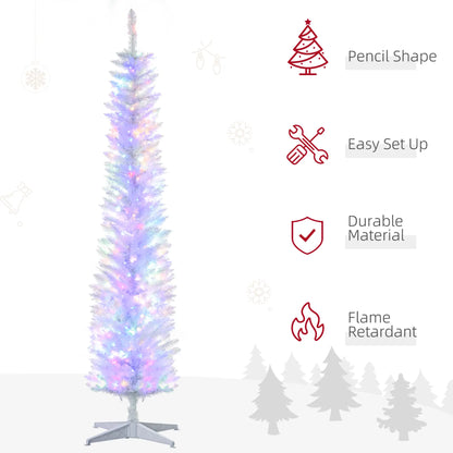 7' Pencil Artificial Christmas Tree, Colourful LED Lights, White Pencil Christmas Trees at Gallery Canada