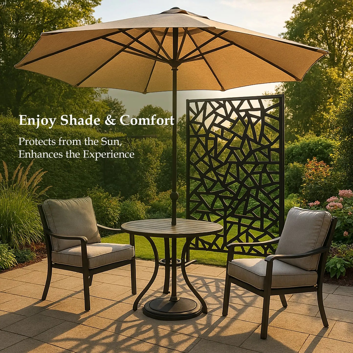 Garden Privacy Screen, Outdoor Metal Divider, Irregular Fence Style, Black Side Awnings at Gallery Canada