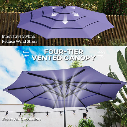 10.7FT Patio Umbrella, 8 Ribs, Crank, Push Button Tilt, Purple Sun Umbrellas at Gallery Canada