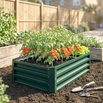 Galvanized Raised Garden Bed, Outdoor Planter Box, 4' x 2' x 1', Green Galvanized Planter Boxes at Gallery Canada