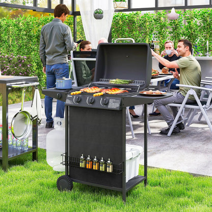 3+1 Burner Propane Gas BBQ Grill, Portable With Side Burner, Thermometer, Black Propane Gas Grills at Gallery Canada